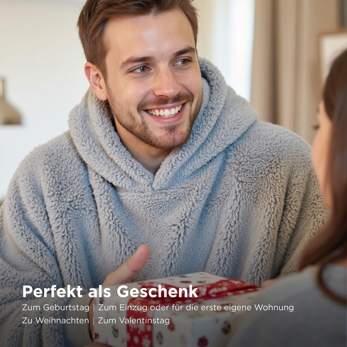 BEDSURE Hoodie Decke mit Ärmeln Geschenke Grau - 95x85cm