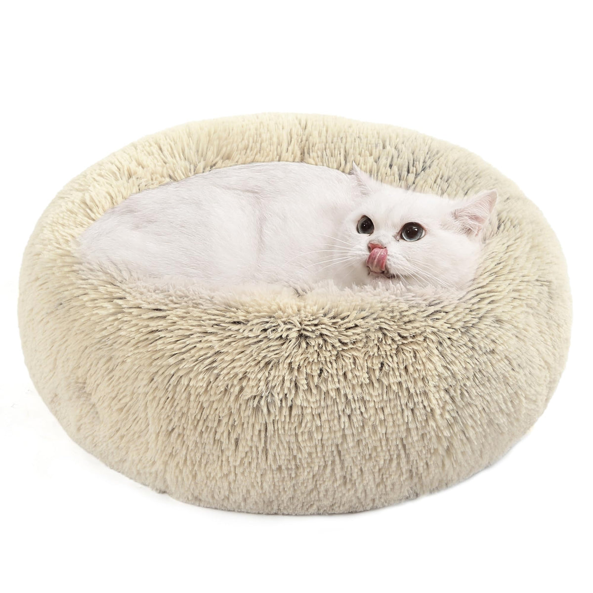 Feandrea Hundebett flauschig, waschbar, Langer Plüsch, 70 cm Durchmesser