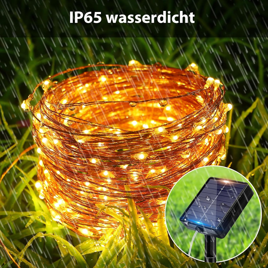 Peasur 3 Stück Solar Lichterkette Outdoor, 3x12M 120 LED Lichterkette Außen