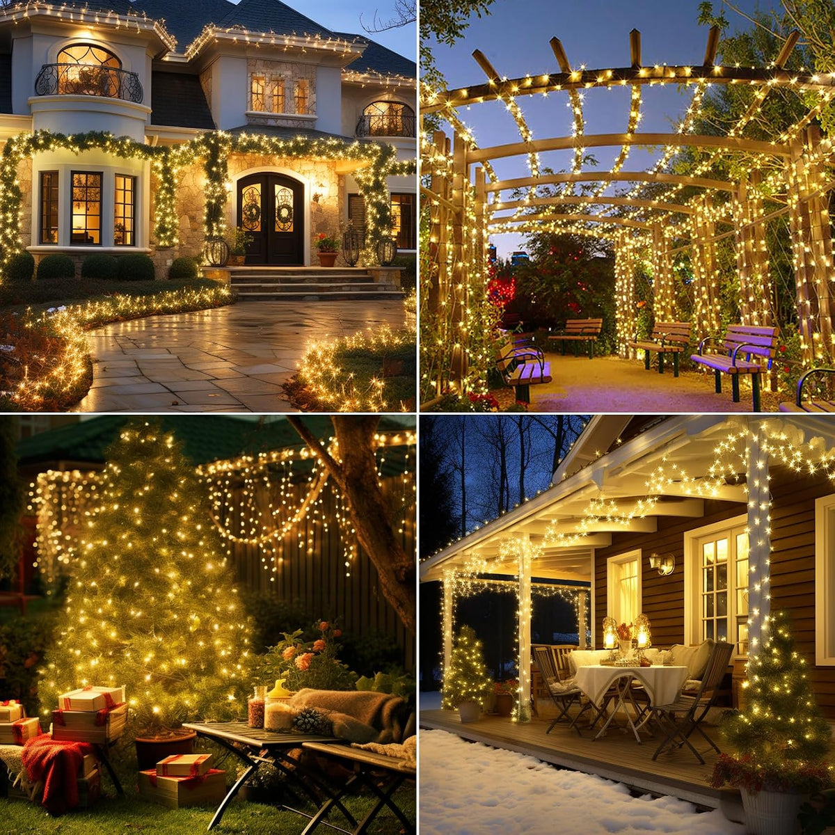 Peasur 3 Stück Solar Lichterkette Outdoor, 3x12M 120 LED Lichterkette Außen