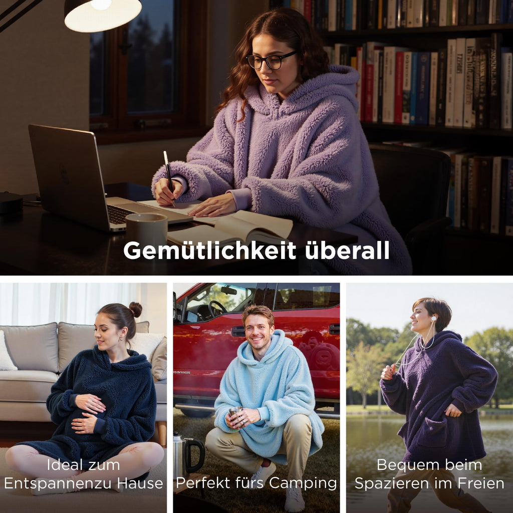 BEDSURE Hoodie Decke mit Ärmeln Geschenke Grau - 95x85cm