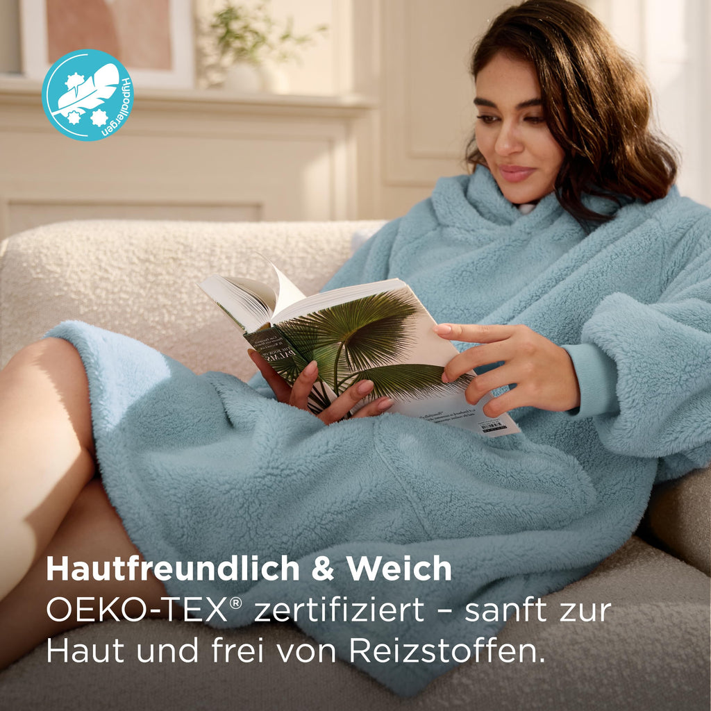 BEDSURE Hoodie Decke mit Ärmeln Geschenke Grau - 95x85cm