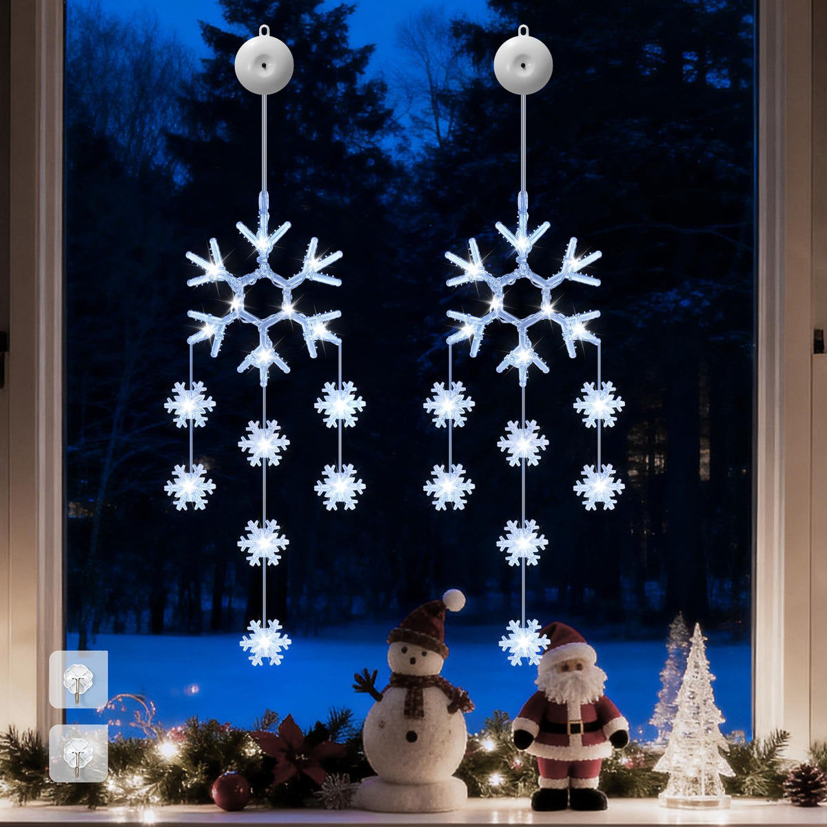 LED Sterne Weihnachtsbeleuchtung, 2 Stück Weihnachtsstern Fenster Lichterkette, Warmweiß Lichtervorhang Innen Batteriebetriebene mit Timer,8 Modi für Weihnachtsdeko Balkon Fest Party Hochzeit