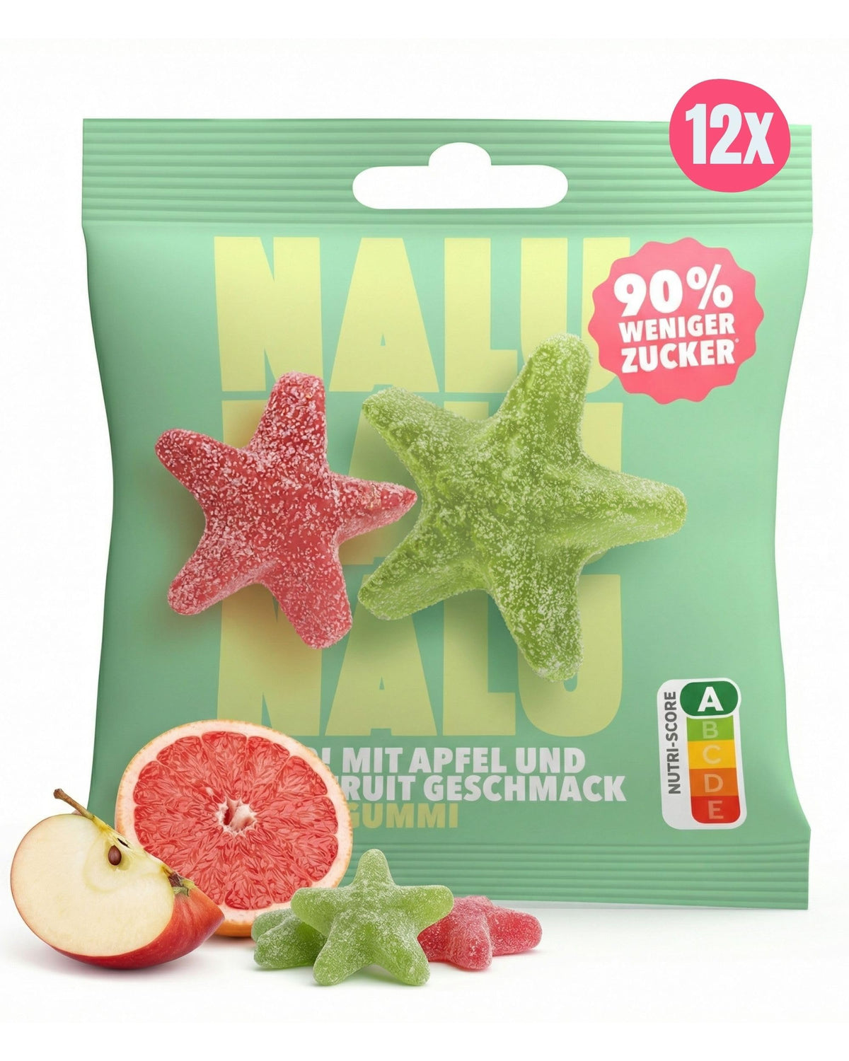 NALU Probierset Gummibärchen ohne Zuckerzusatz, 4 Sorten, 12 x 50 g