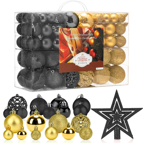 Aitsite 101 Stück Christbaumkugeln Blau Weihnachtskugeln 6CM/4 cm/2 cm Kunststoff Christbaumschmuck Wandbehang Ornamente Weihnachtsbaum Kugeln Flitter Tür Dekorationen Festival Dekore