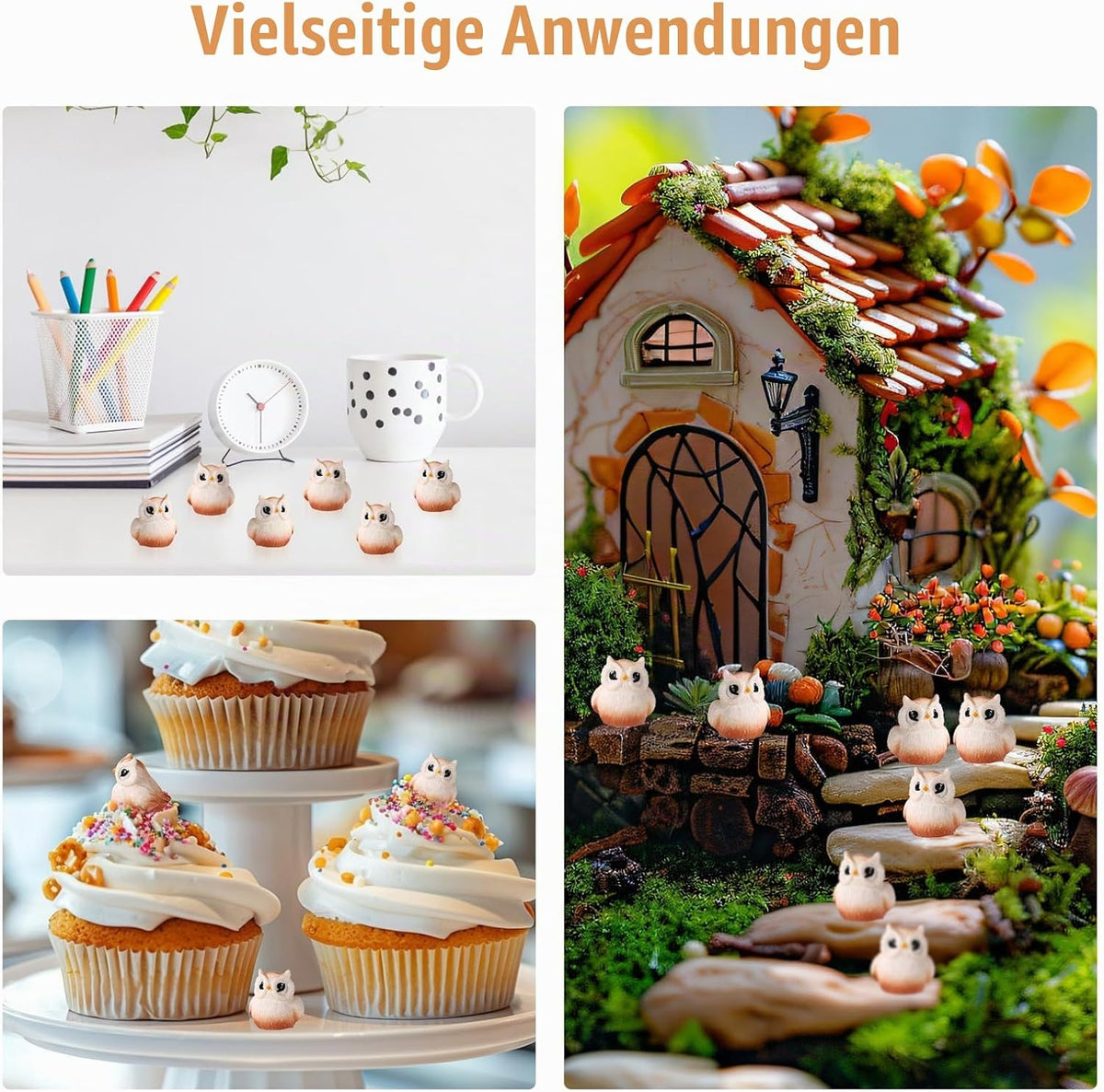 TOYMIS 30 Stück Eulenfiguren Mini, Winzig Klein Tiere aus Kunstharz Miniatur-Eulenskulptur Ornamente für Heimwerkerarbeiten Garten Mikrolandschaften Blumentöpfe Heimdekor und Autozubehör