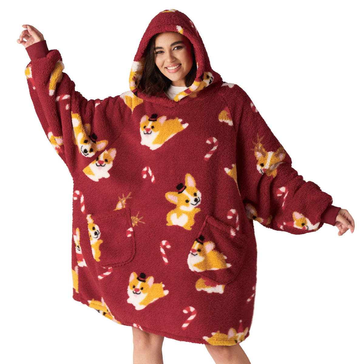 BEDSURE Hoodie Decke mit Ärmeln Geschenke Grau - 95x85cm
