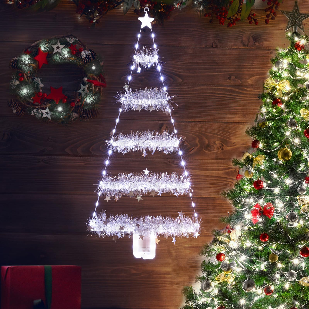 Geemoo LED Weihnachtsmann Leiter Lichterkette - 3 Meter LED Weihnachtsbeleuchtung Strombetrieben mit Timer, Speicherfunktion, 8 Modi, für Innen Außen Weihnachtsbaum Fenster Weihnachten Deko (Warmweiß)