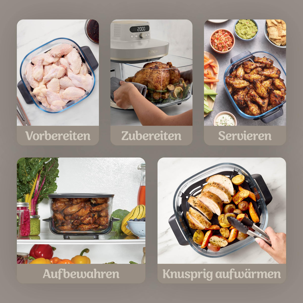 Ninja CRISPi PRO XL Glas-Heißluftfritteuse, 5 Funktionen, Moosgrün