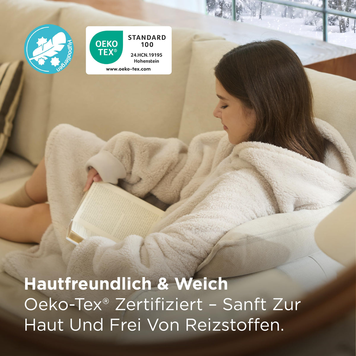 BEDSURE Hoodie Decke mit Ärmeln Geschenke Grau - 95x85cm