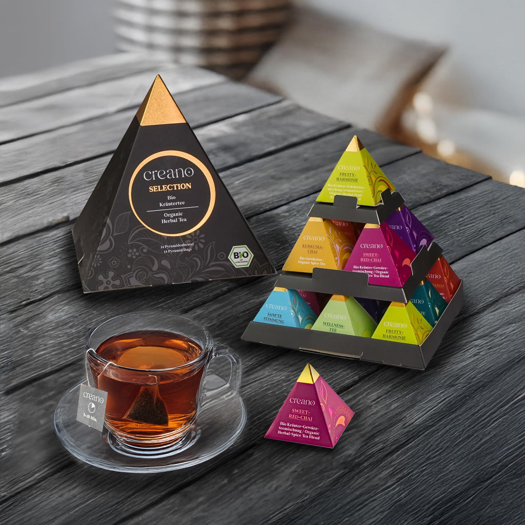 Creano Premium Bio Kräutertee Geschenkset „ORGANIC HERBAL TEA“ - 9 Pyramiden-Teebeutel in 9 unterschiedlichen Sorten - 22,5g - NEUHEIT 2024*