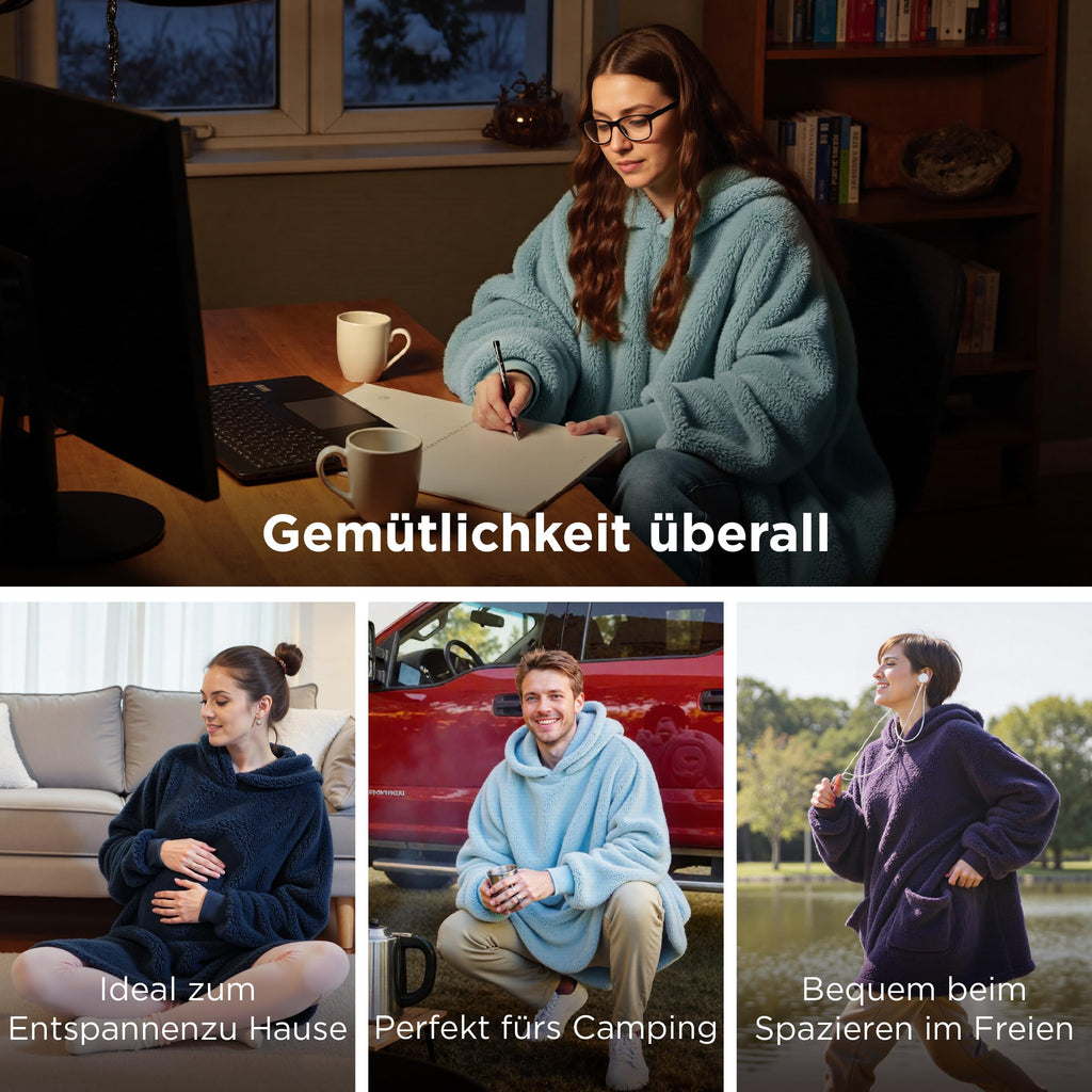 BEDSURE Hoodie Decke mit Ärmeln Geschenke Grau - 95x85cm