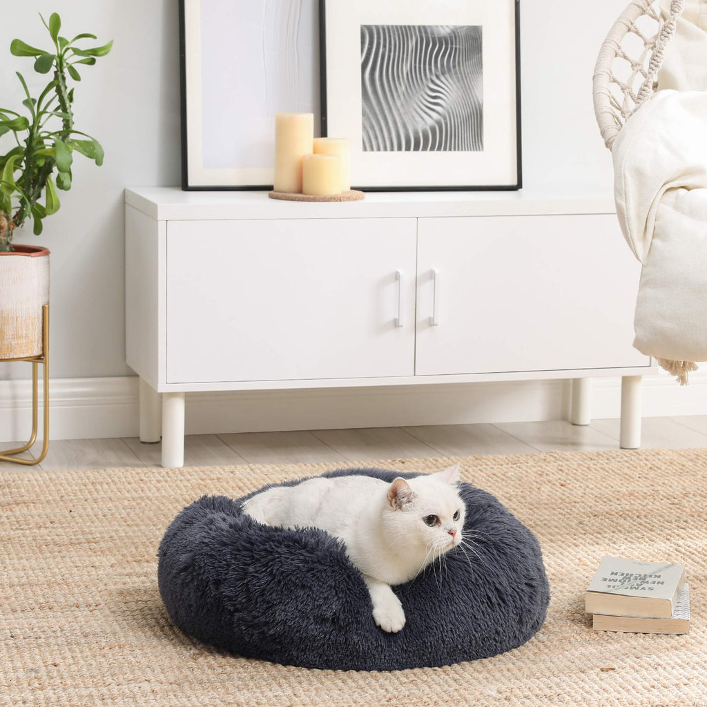Feandrea Hundebett flauschig, waschbar, Langer Plüsch, 70 cm Durchmesser