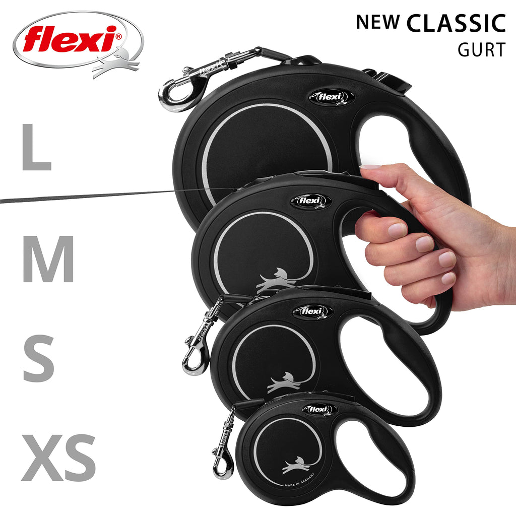 flexi® Classic L Hunde Roll-Leine, 5m Gurt, schwarz