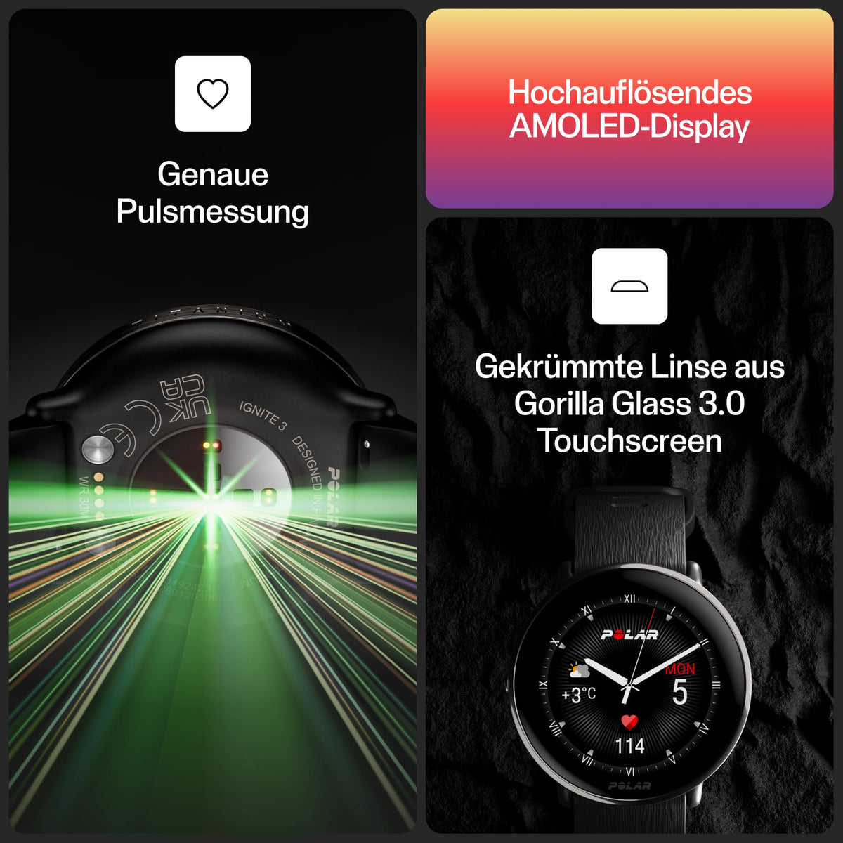 Polar Ignite 3 AMOLED GPS Fitness Smartwatch