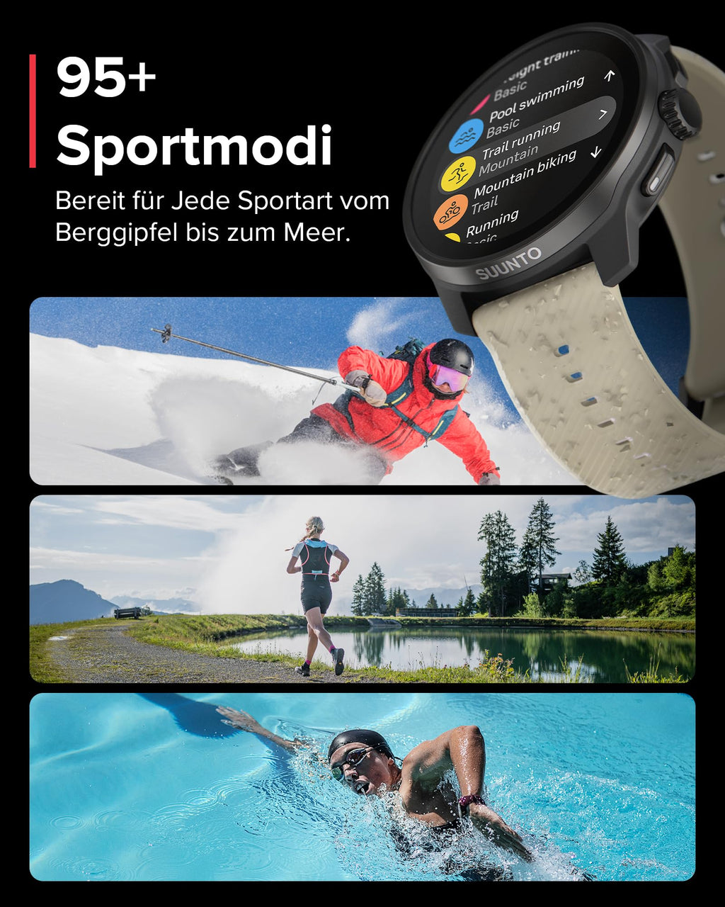 SUUNTO Race S GPS-Sportuhr, 1,3-Zoll-AMOLED-Display, 95+ Sportmodi
