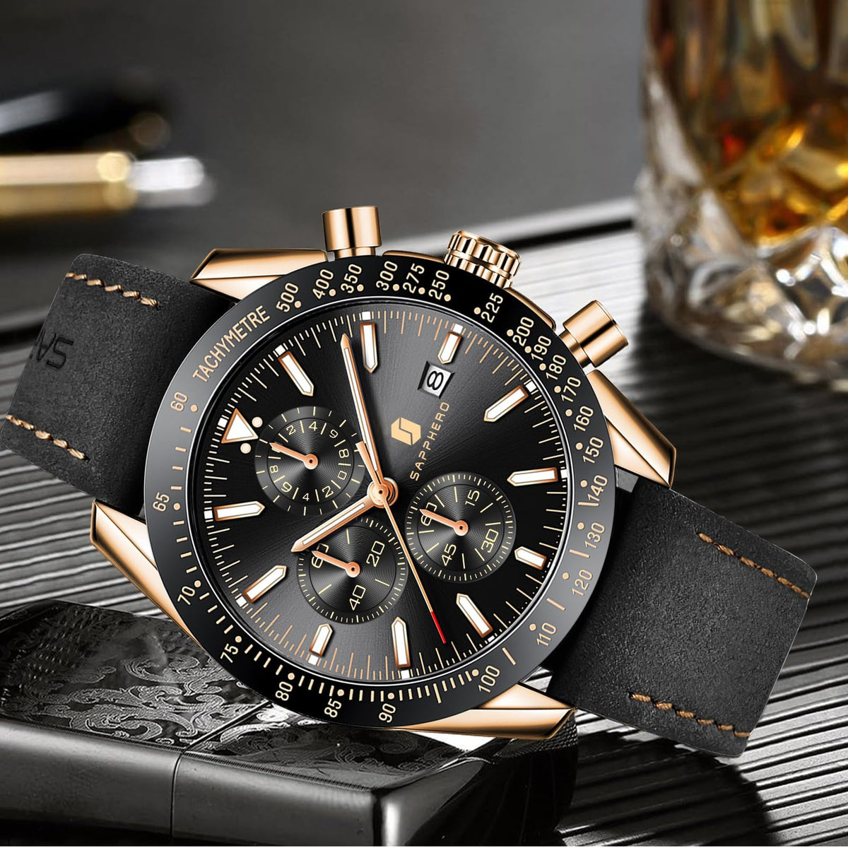 BENYAR Uhren Herren Analog Quarz Chronograph Herrenuhren Wasserdicht Datum Lederband Armbanduhr Lässig Business-Kleid fur Männer Klassische Elegantes Geschenk
