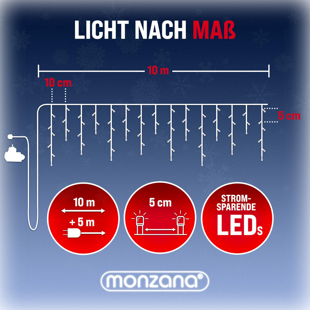 Monzana® Eisregen Lichterkette Außen 200 LED Kaltweiß