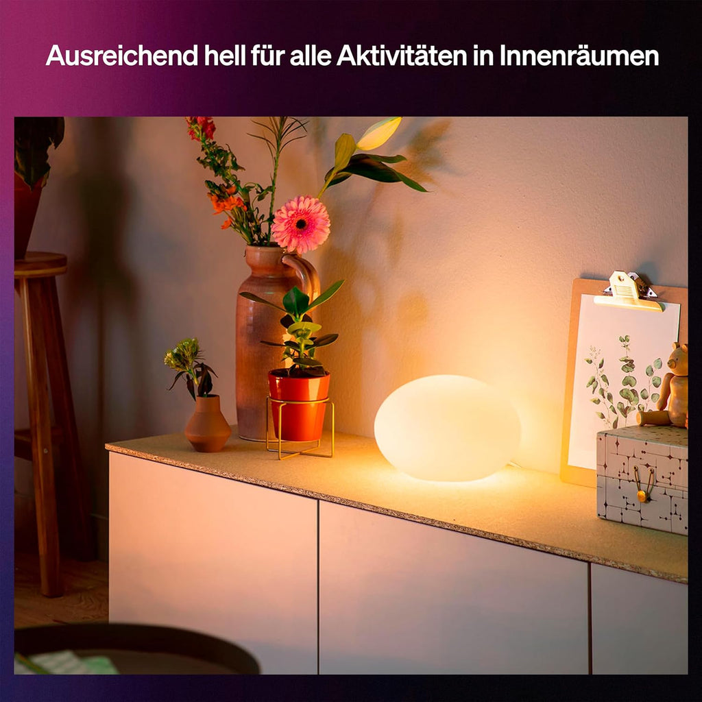 Philips Hue Flourish Tischleuchte, dimmbare LED Leuchte, weißes und farbiges Licht, 16 Millionen Farben, indirekte Beleuchtung über App steuerbar, kompatibel mit Alexa, Neue Generation