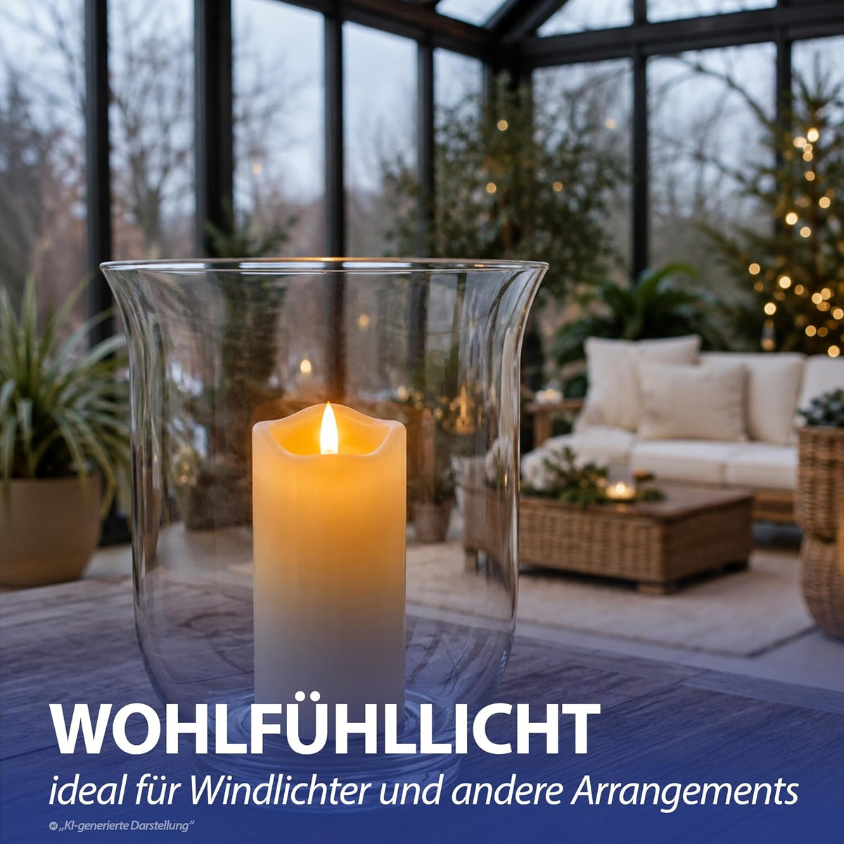 3er Set LED Kerzen Echtwachs-Optik Outdoor | 3 Größen Kunststoff elfenbein | Flackerfunktion warmweiß inkl. 5h Timer batteriebetrieben