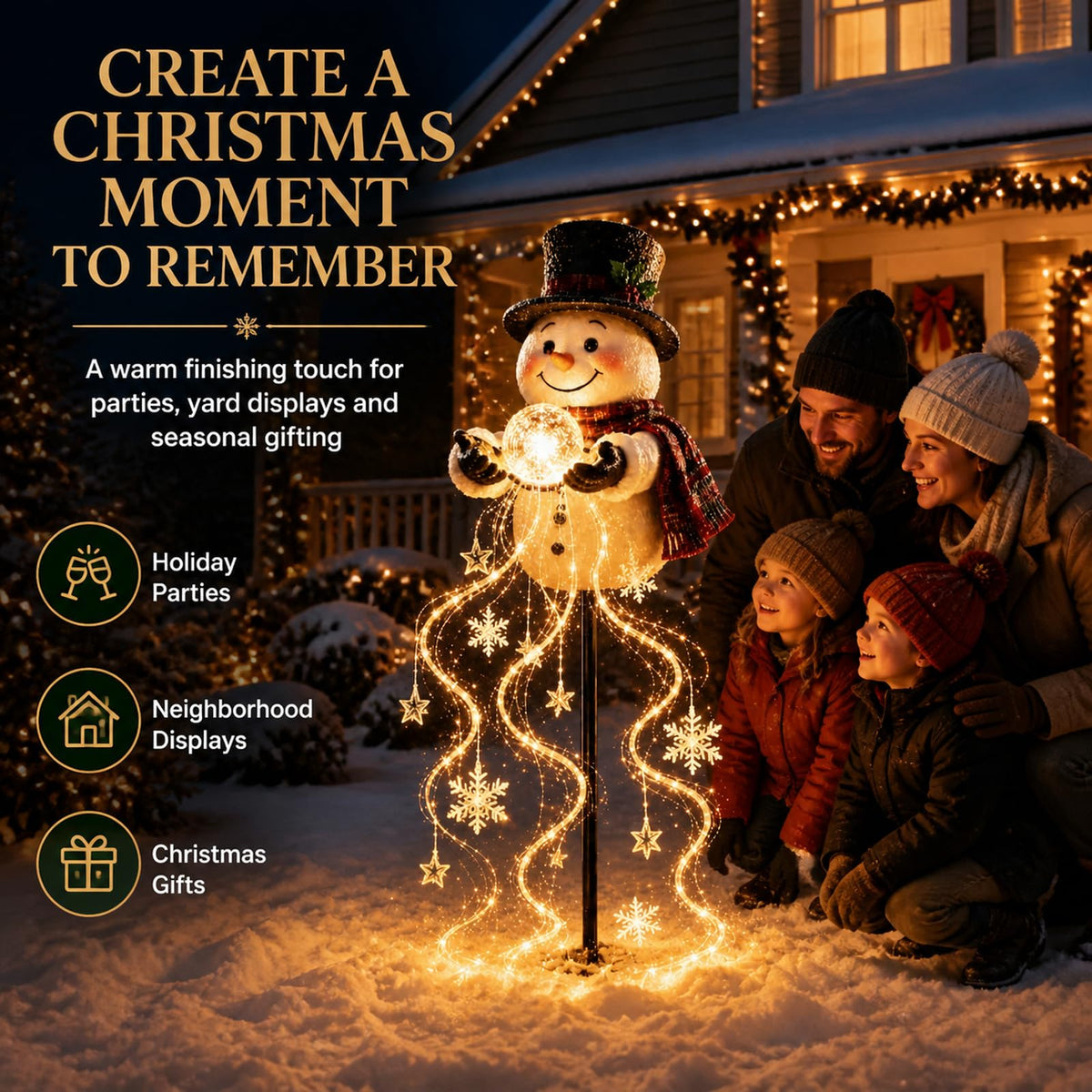 Snowman Magic Fountain, Fließende LED Weihnachts-Gartenleuchte