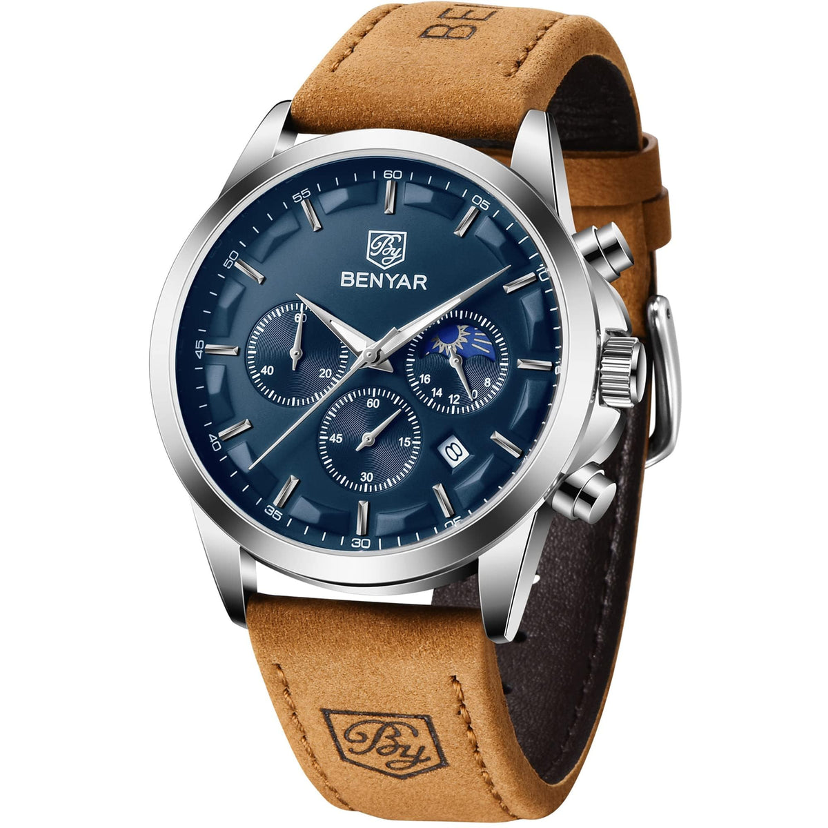 BENYAR BY Uhren Herren Chronograph Analog Quarz Wasserdicht Datum Armbanduhr Herren Mode Business-Kleid Herrenuhr Elegantes Geschenk fur Männer