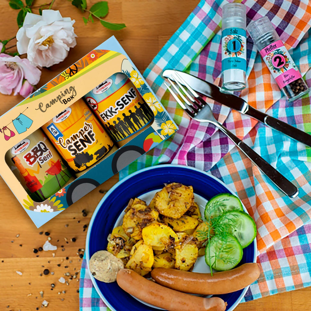 Altenburger Original Bierkiste - drei mit Bier verfeinerte Senfsorten als Geschenk-Set (3-teilig), Geschenkbox für Männer und Frauen