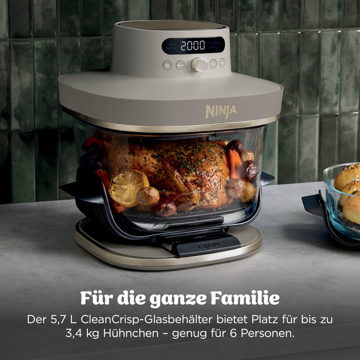 Ninja CRISPi PRO XL Glas-Heißluftfritteuse, 5 Funktionen, Moosgrün