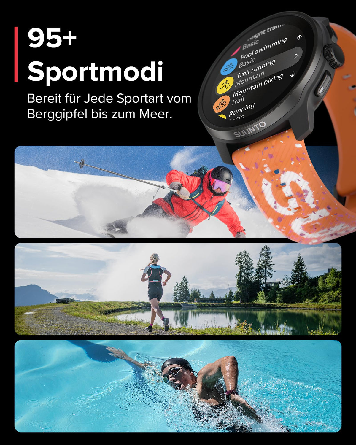 SUUNTO Race S GPS-Sportuhr, 1,3-Zoll-AMOLED-Display, 95+ Sportmodi