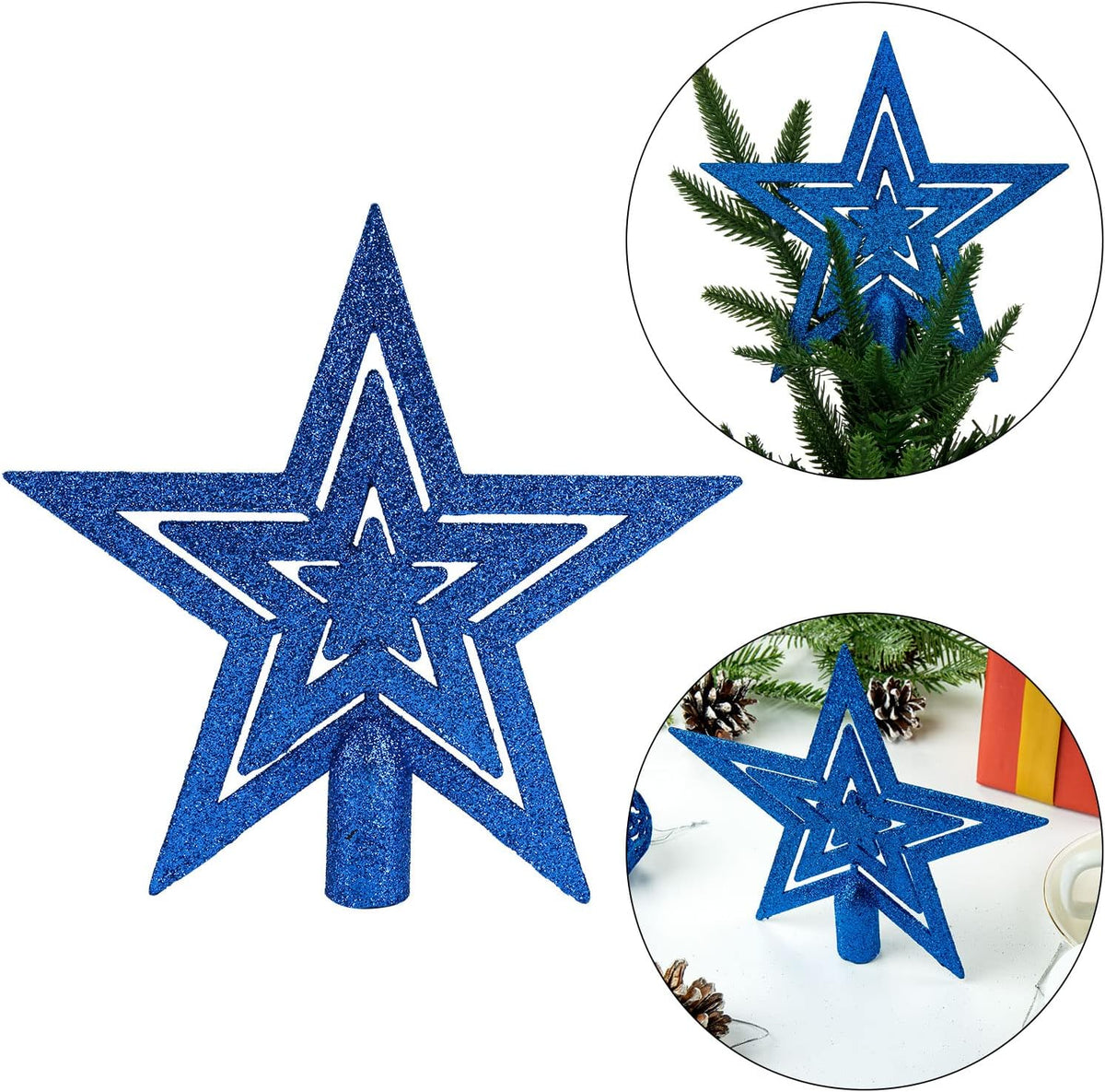 Aitsite 101 Stück Christbaumkugeln Blau Weihnachtskugeln 6CM/4 cm/2 cm Kunststoff Christbaumschmuck Wandbehang Ornamente Weihnachtsbaum Kugeln Flitter Tür Dekorationen Festival Dekore