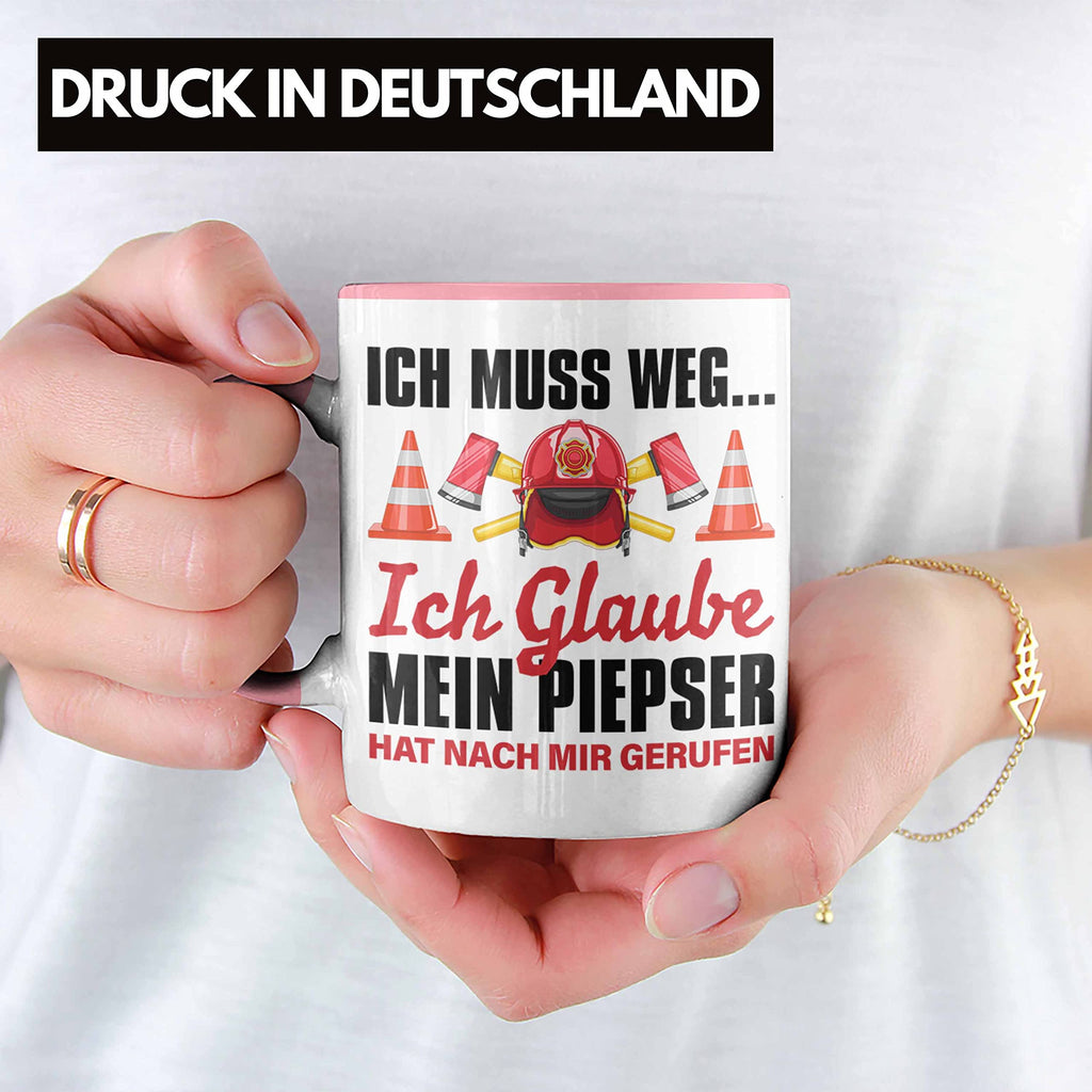 Trendation - Feuerwehr Tasse Geschenk für Feuerwehrmann Geburtstag Männer Spruch (Schwarz)