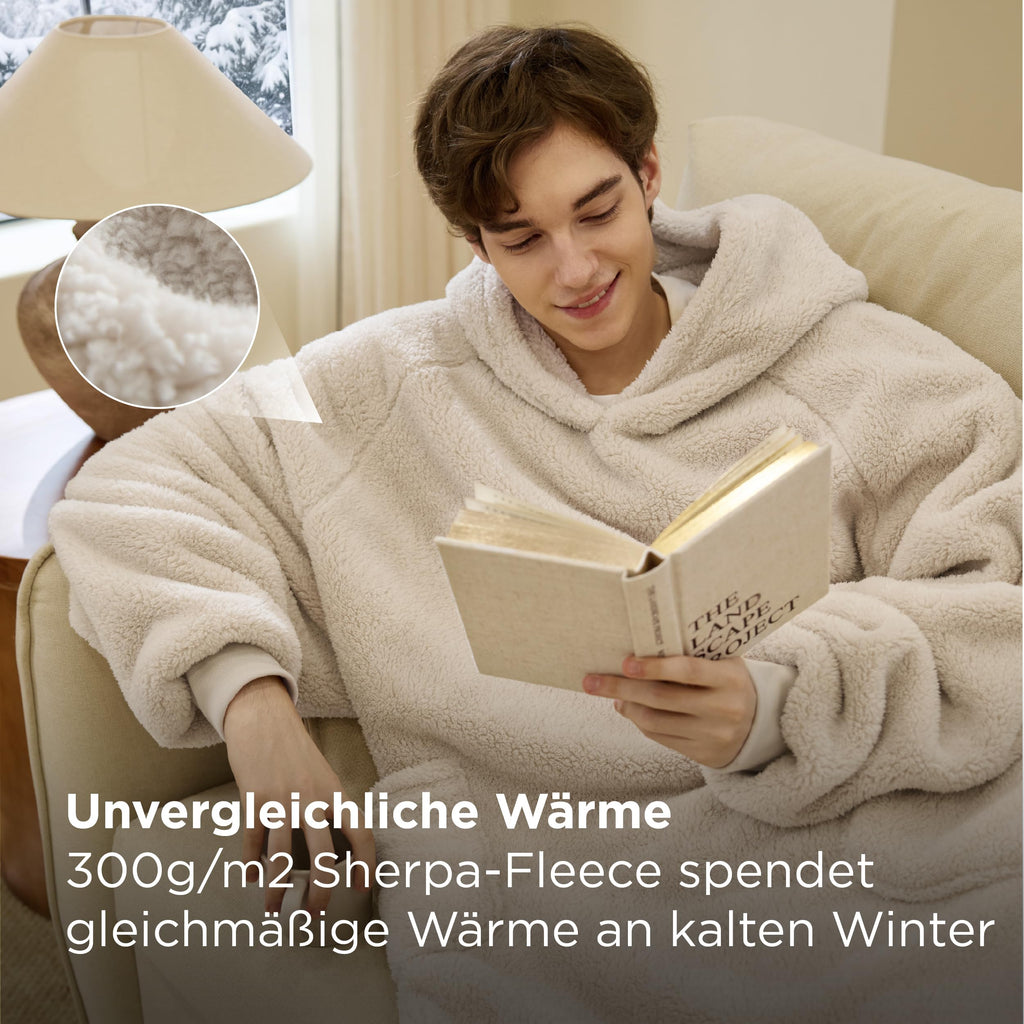 BEDSURE Hoodie Decke mit Ärmeln Geschenke Grau - 95x85cm