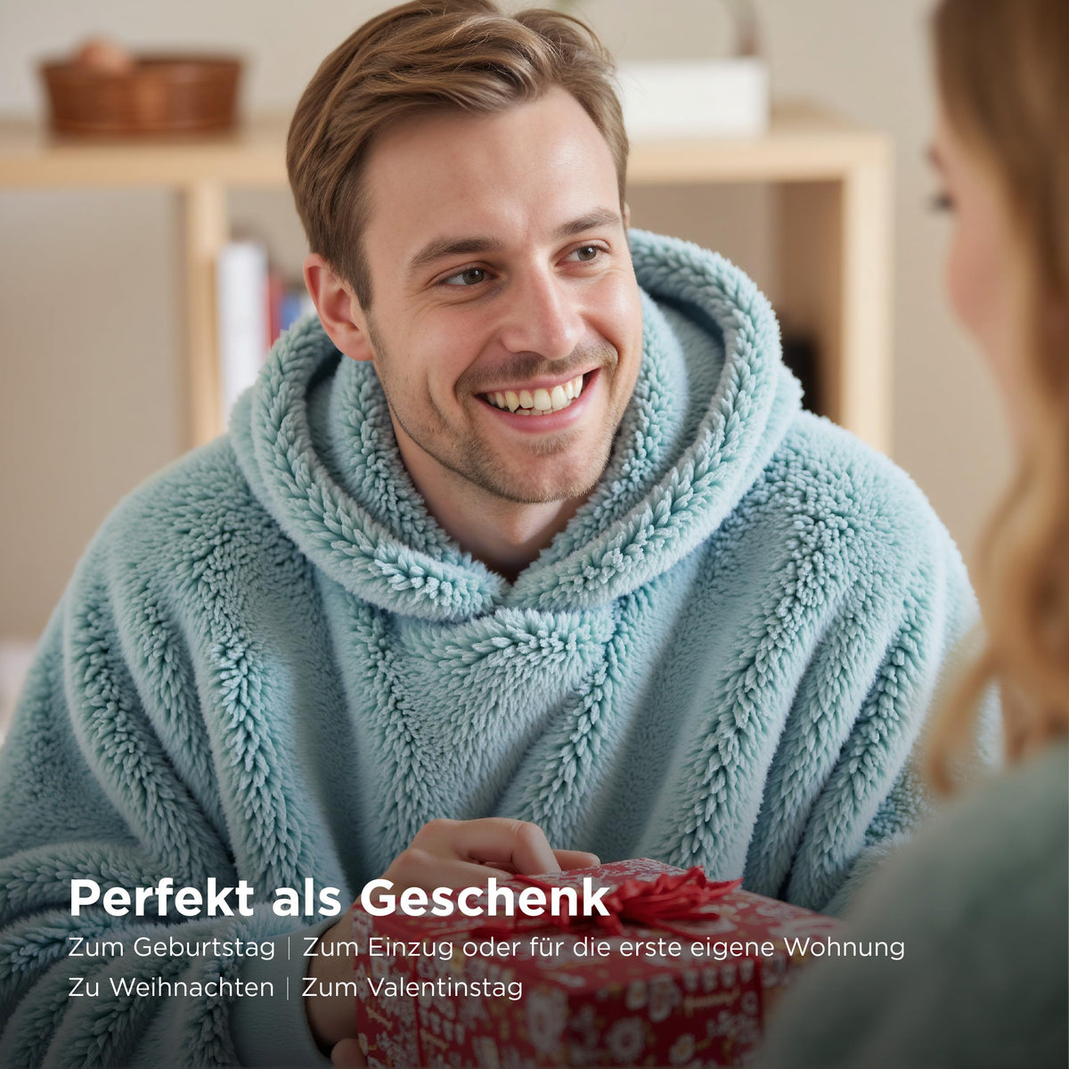 BEDSURE Hoodie Decke mit Ärmeln Geschenke Grau - 95x85cm