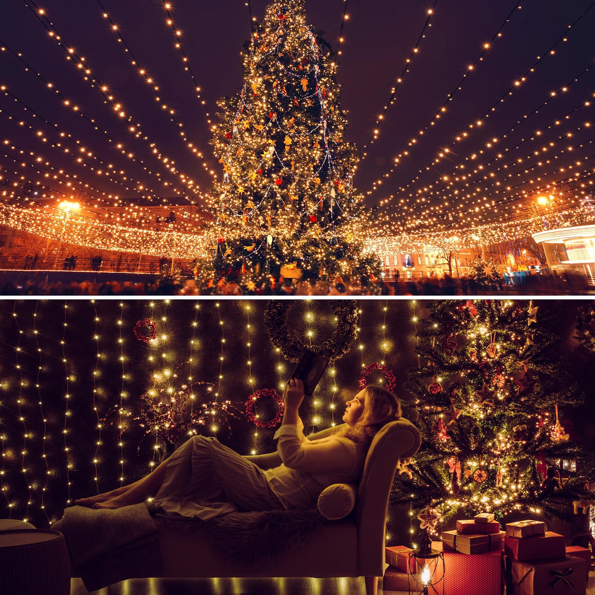 MAGGIFT LED Lichterkette Weihnachtsbaum Außen, 80m 800 LED Lichterketten mit Stecker&Fernbedienung&Timer, Aussen Innen Wasserdicht Lichterkette Tannenbaum Warmweiß für Weihnachtsbeleuchtung Deko