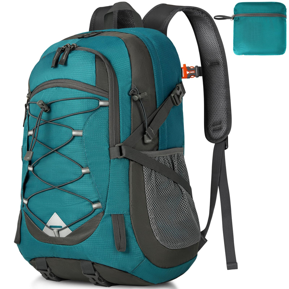 IGOLUMON Wanderrucksack Herren Damen 40L Wasserdichter Rucksack Leicht Faltbarer Reiserucksack Trekkingrucksack mit Reflexstreifen Für Radfahren, Klettern, Bergsteigen und Reisen Sport，Schwarz