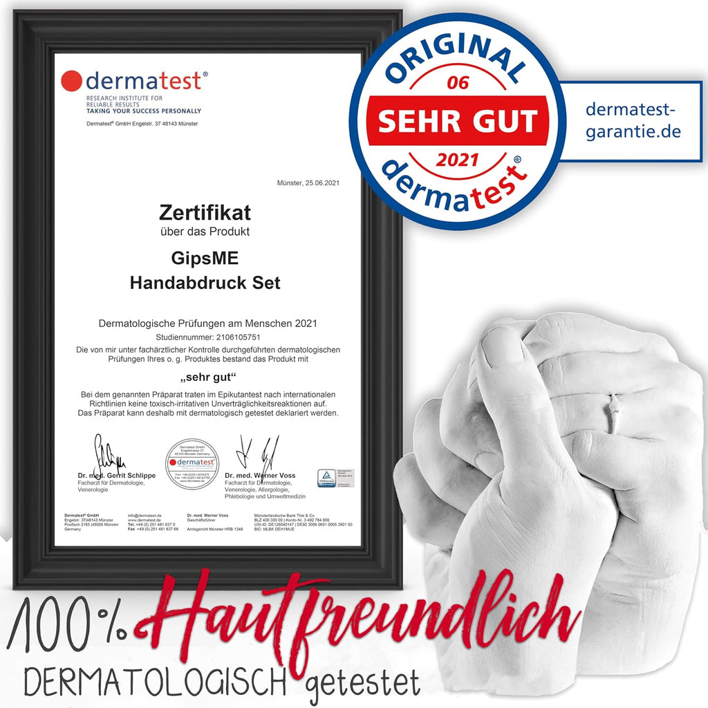 GipsME – DAS ORIGINAL - 3D Handabdruck Set für Paare – Gipsabdruck Hände - Partner und Pärchen Geschenke für Frauen und Männer für Valentinstag, Hochzeitstag, Jahrestag Geschenk für Sie und Ihn