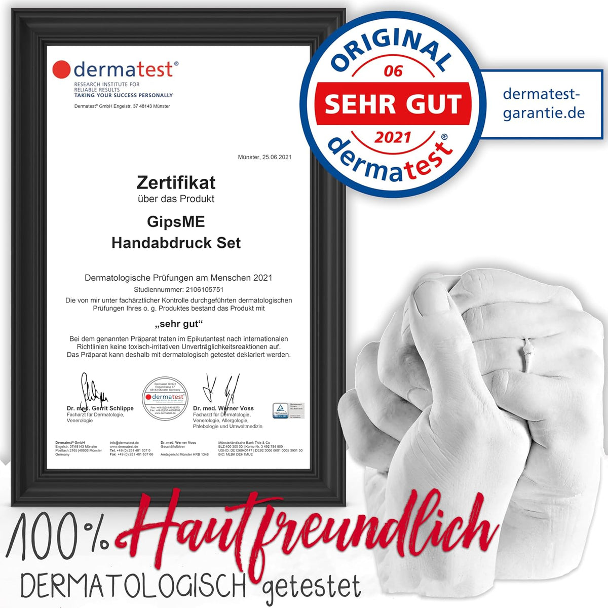 GipsME – DAS ORIGINAL - 3D Handabdruck Set für Paare – Gipsabdruck Hände - Partner und Pärchen Geschenke für Frauen und Männer für Valentinstag, Hochzeitstag, Jahrestag Geschenk für Sie und Ihn