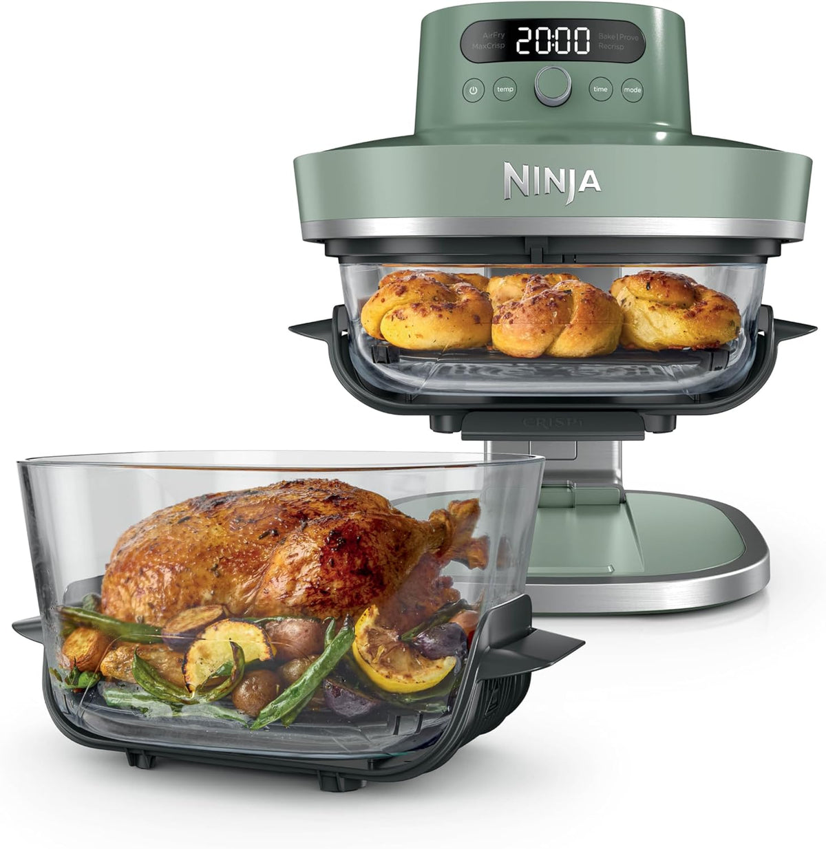 Ninja CRISPi PRO XL Glas-Heißluftfritteuse, 5 Funktionen, Moosgrün