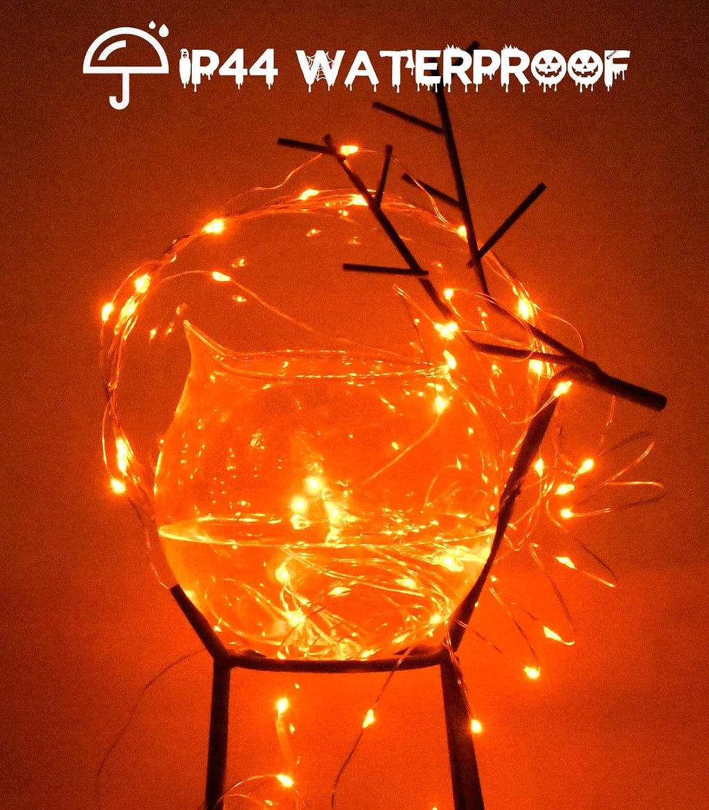 cshare Halloween Deko Lichterkette, Herbst lichterkette, 16.4ft/5m 50LEDs Orange Fall Fairy Lichter,Halloween Dekorationen String IP65 wasserdicht Zelt Lichter für kürbis Dach Fenster Party(Orange)