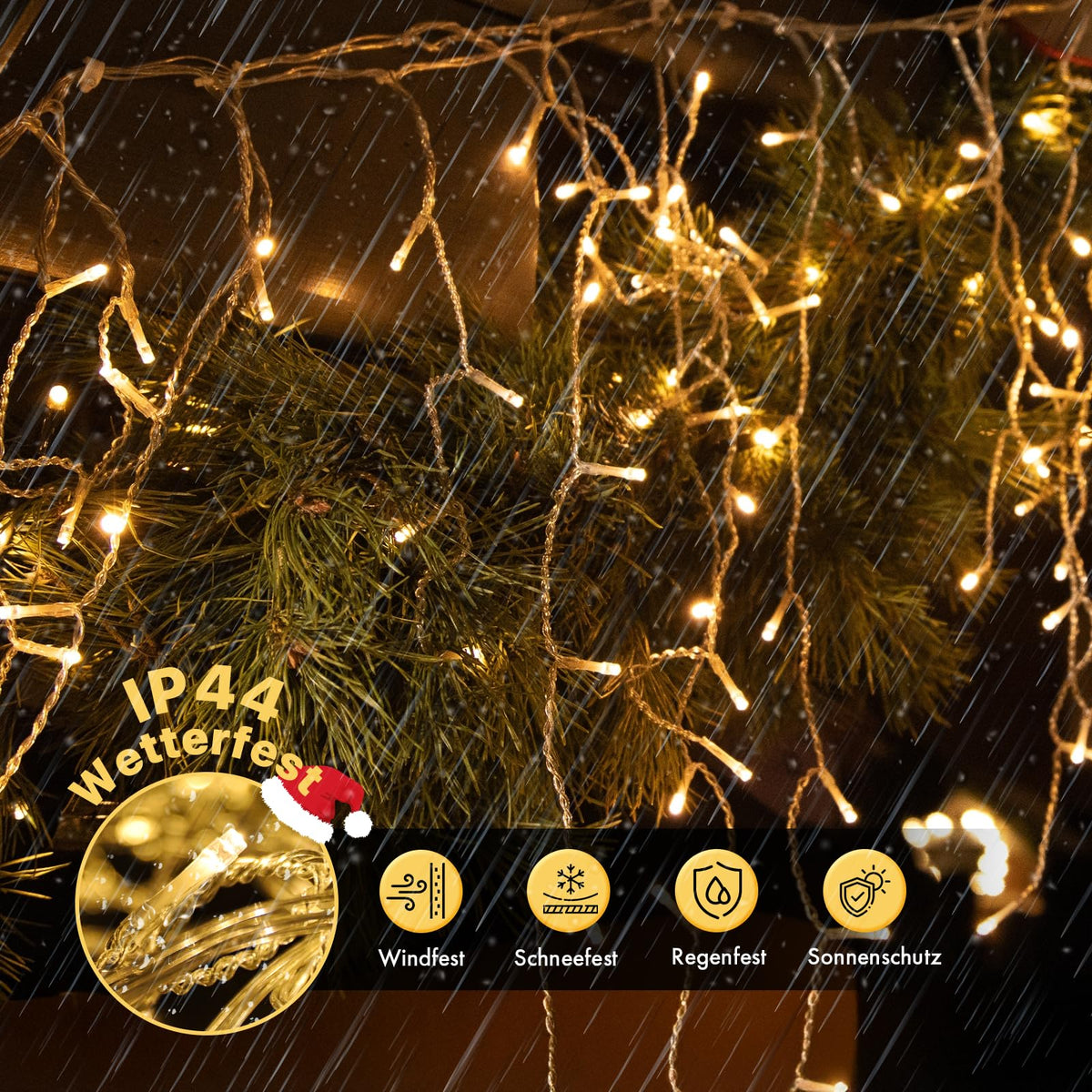 MAGGIFT 10M 400 LED Eisregen Lichterkette Außen Innen, Weihnachtsbeleuchtung Außen mit Fernbedienung/Timer/8 Modi,IP44 Wasserdicht Außenbeleuchtung Weihnachten Lichtervorhang Aussen für Balkon,Outdoor