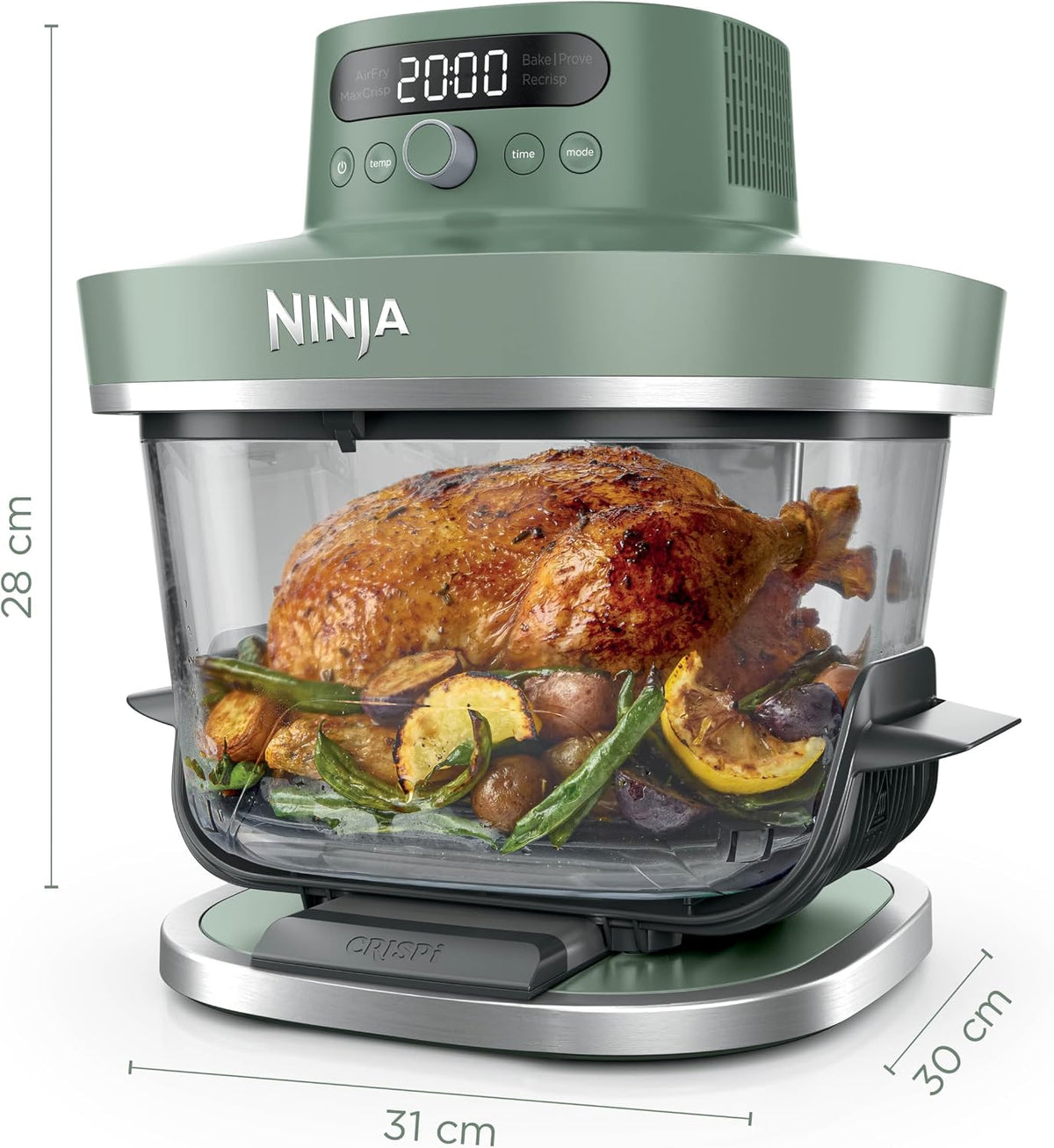 Ninja CRISPi PRO XL Glas-Heißluftfritteuse, 5 Funktionen, Moosgrün