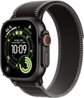 Apple Watch Ultra 3 GPS + Cellular 49 mm Premium Smartwatch für Lauftraining und Kombinationssport mit robustem Titangehäuse in Schwarz und Trail Loop in Schwarz/Kohlegrau (M/L)