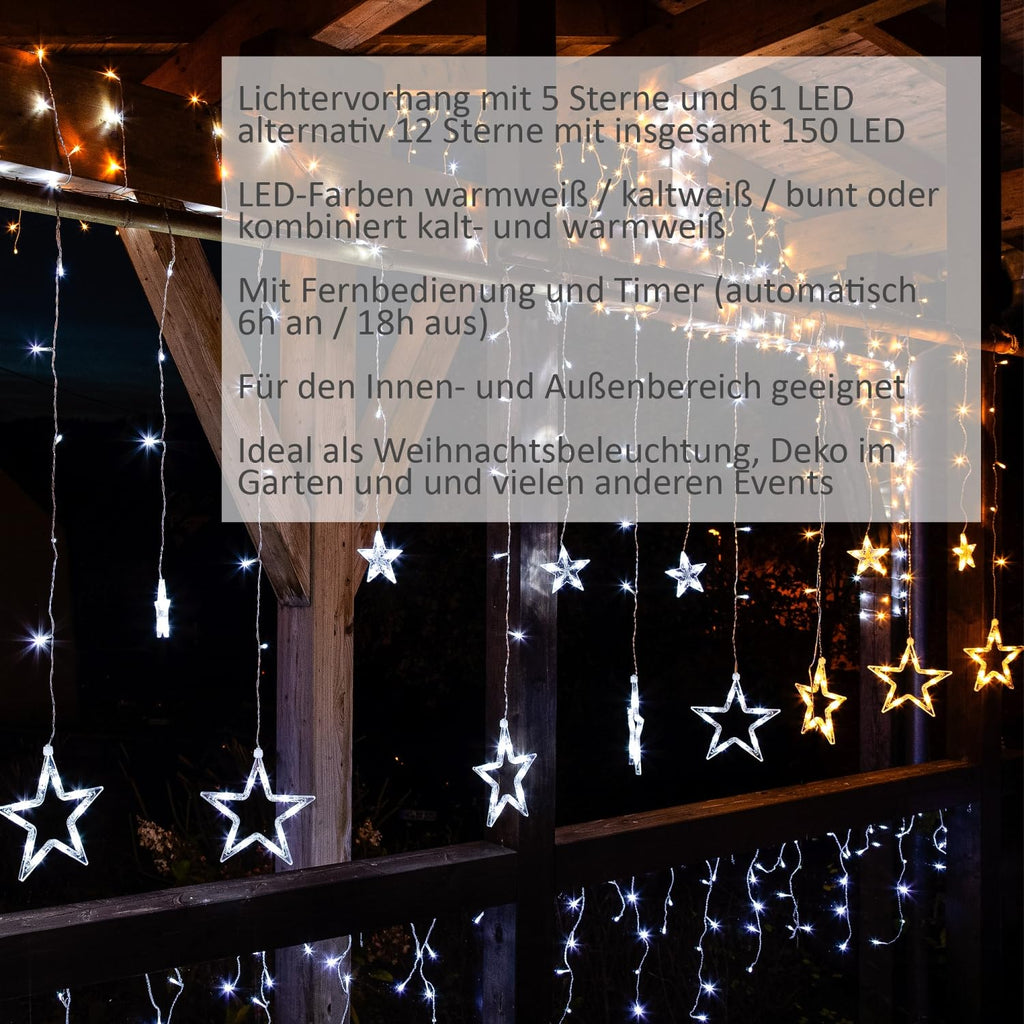 VOLTRONIC LED-Lichtvorhang, für den Innen- und Außenbereich, IP44, Modell und Farbe nach Wahl, Fernsteuerung