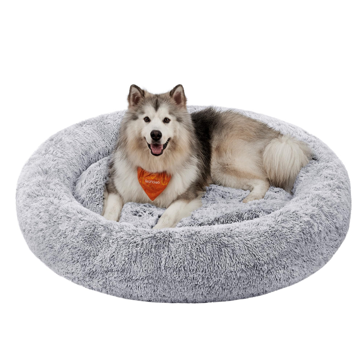 Feandrea Hundebett flauschig, waschbar, Langer Plüsch, 70 cm Durchmesser