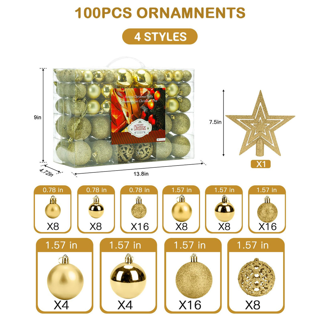 Aitsite 101 Stück Christbaumkugeln Blau Weihnachtskugeln 6CM/4 cm/2 cm Kunststoff Christbaumschmuck Wandbehang Ornamente Weihnachtsbaum Kugeln Flitter Tür Dekorationen Festival Dekore