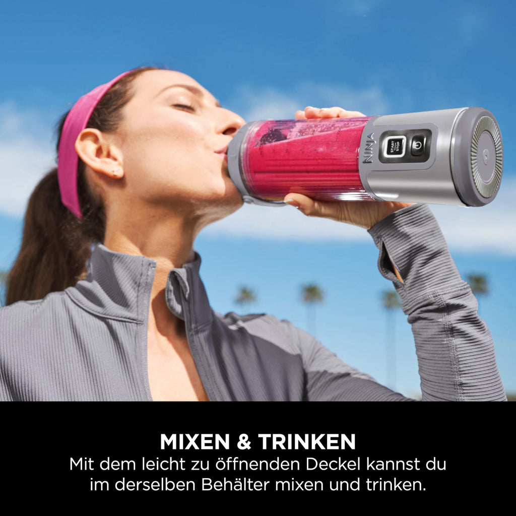 Ninja Blast Tragbarer Mixer / Blender / Smoothie Maker, 530ml Becher, Auslaufsicherer Deckel, Leistungsstarker Mini Standmixer, Kabellos & Wiederaufladbar, Zerkleinert Eis & Obst, Blau, BC151EUNV