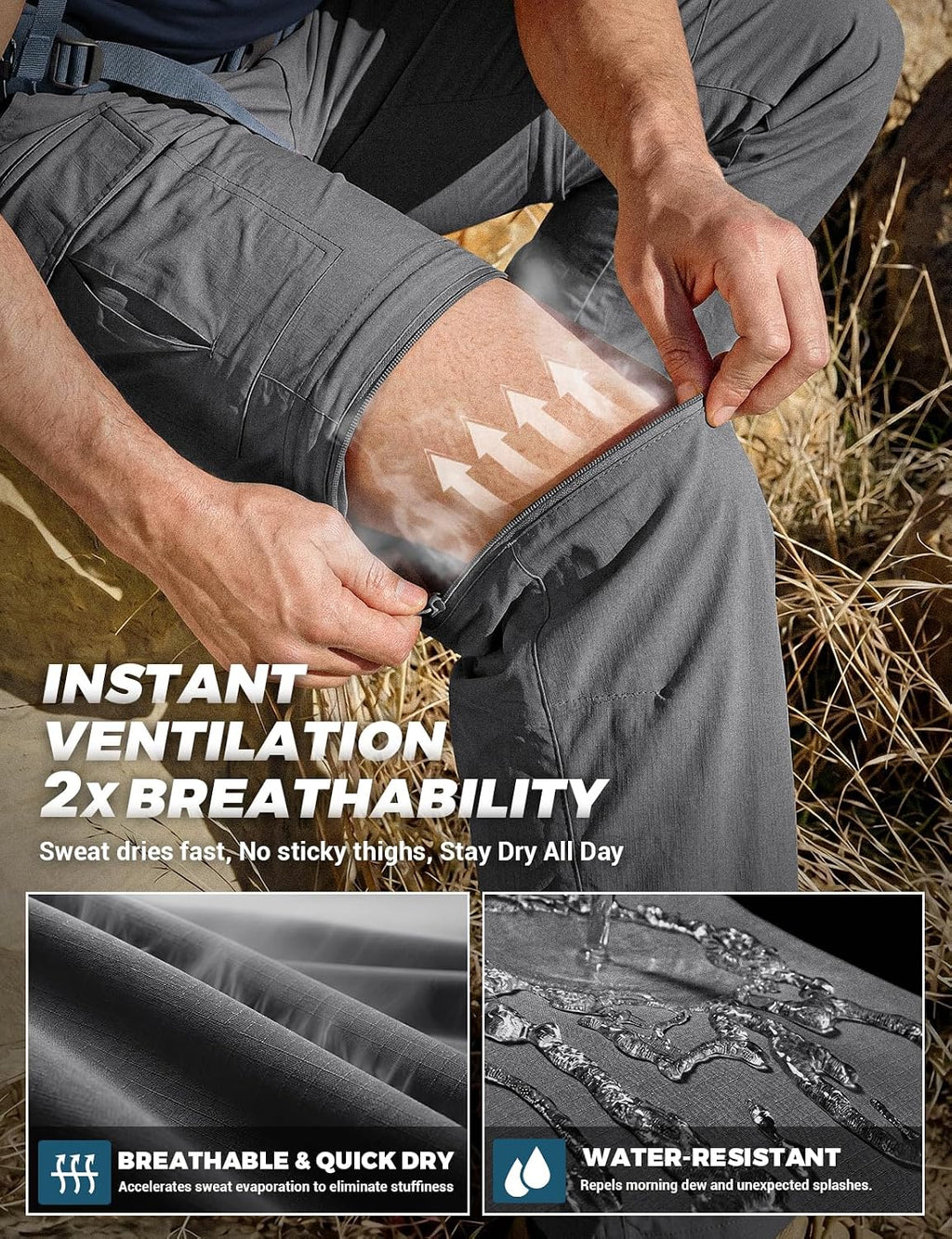 Wespornow Wanderhose Herren Zip-Off: 3 in 1 Atmungsaktiv für Trekking