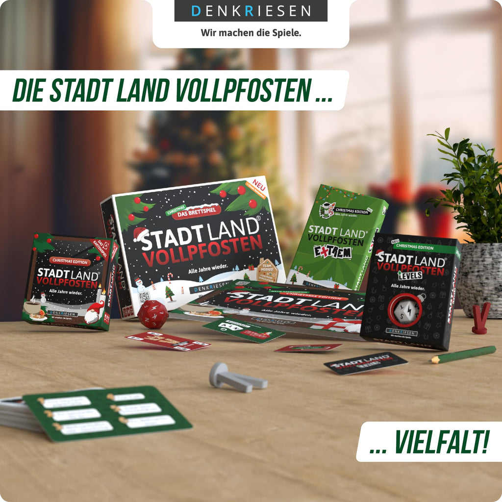 DENKRIESEN Stadt Land VOLLPFOSTEN Christmas Edition | DIN A4 Spielblock