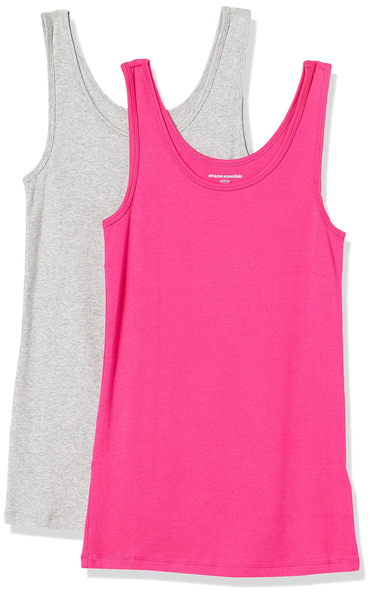 Amazon Essentials Women's Slim-Fit Ribbed Scoop Neck Tank Tops, Pack of 2