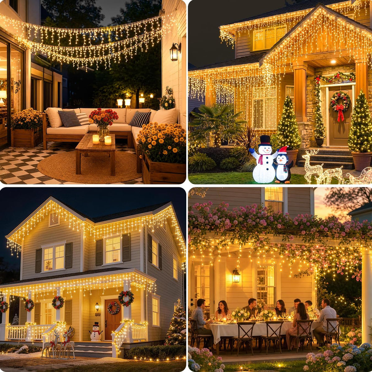 MAGGIFT 10M 400 LED Eisregen Lichterkette Außen Innen, Weihnachtsbeleuchtung Außen mit Fernbedienung/Timer/8 Modi,IP44 Wasserdicht Außenbeleuchtung Weihnachten Lichtervorhang Aussen für Balkon,Outdoor